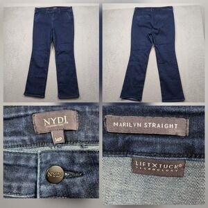 NYDJ Marilyn Straight Jeans Womens 14P Dark Wash Lift Tuck Stretch